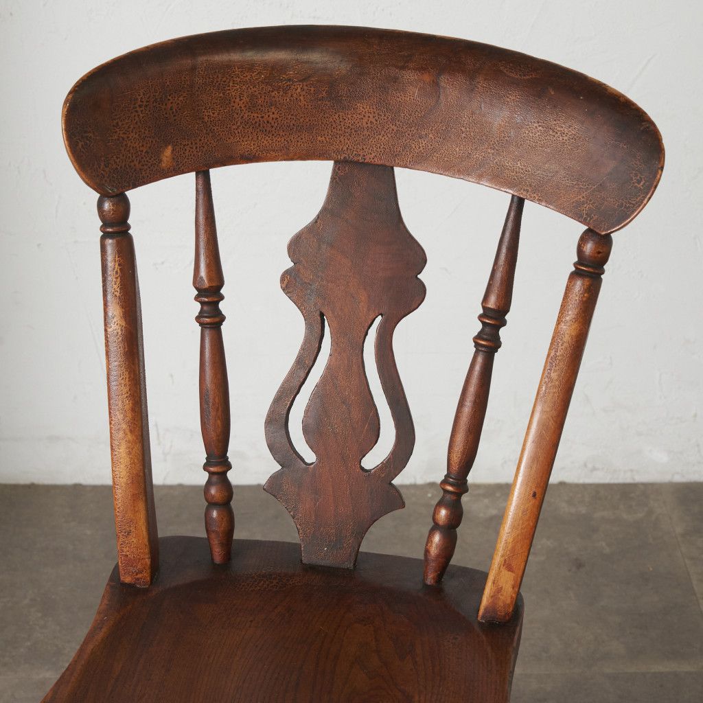 英国 アンティーク キッチンチェア エルム 無垢材 ウィンザー チェア