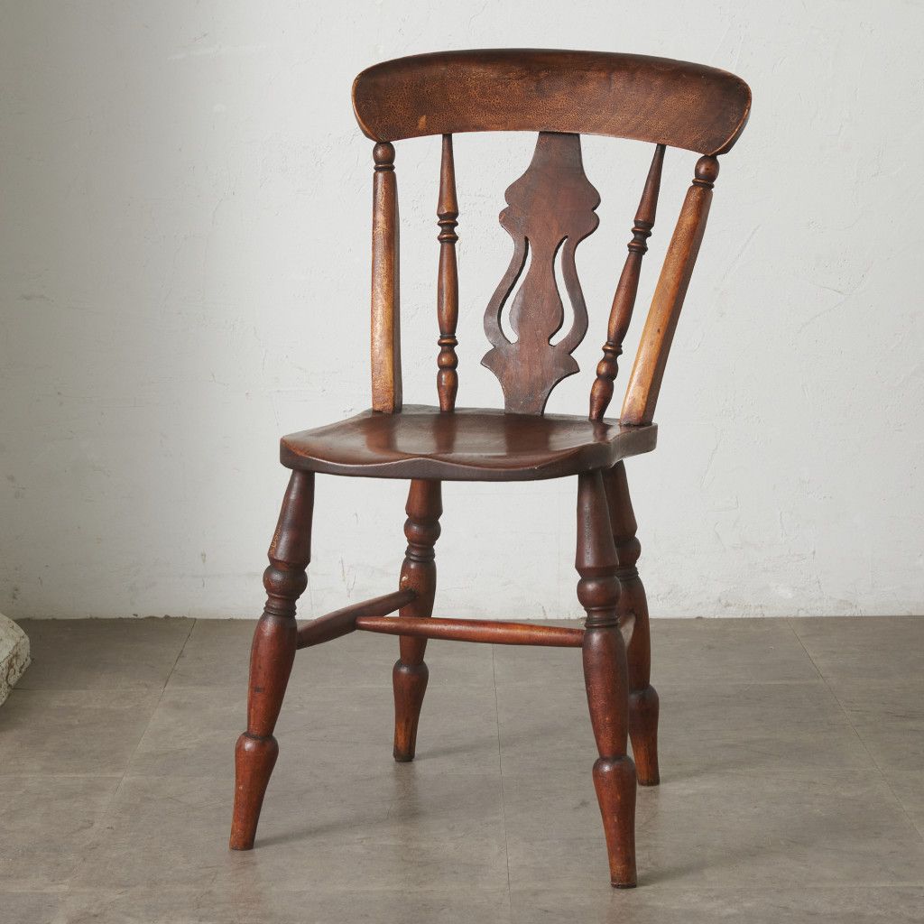 英国製 アンティーク バーチ材 ダイニングチェア 英国 アンティーク キッチンチェア エルム 無垢材 ウィンザー チェア