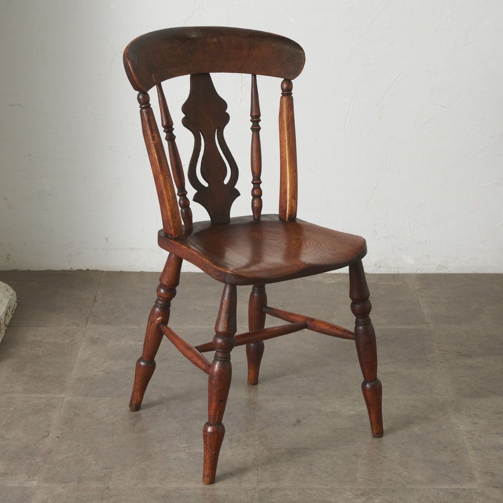 英国 アンティーク キッチンチェア エルム 無垢材 ウィンザー チェア