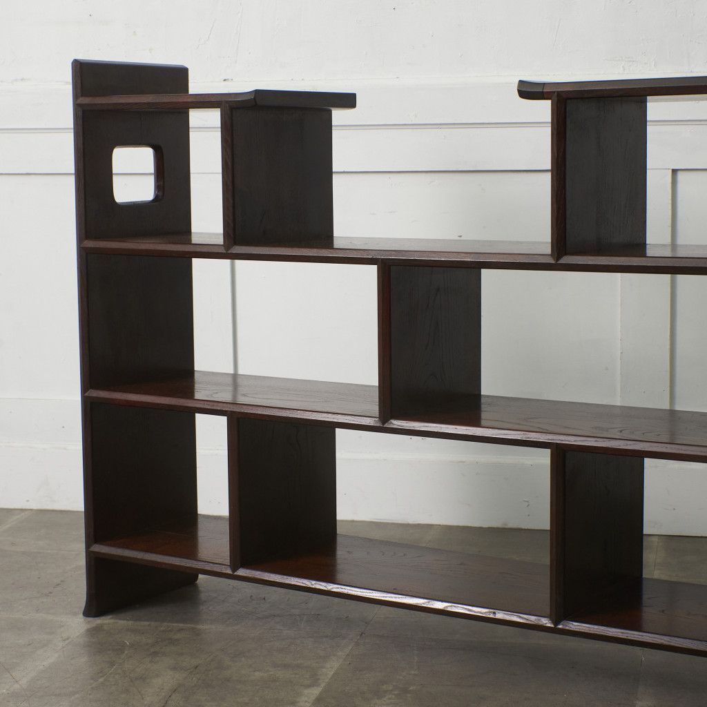 定価77万 松本民芸家具 違い棚 欅 書棚 茶棚 飾り棚 ケヤキ 無垢材 3段