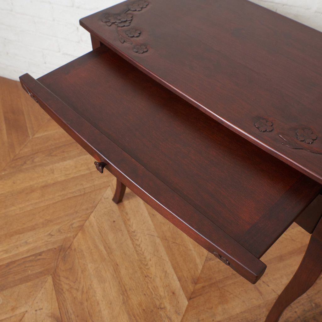 伝統工芸 軽井沢彫り デスク 桜 サクラ 木彫刻 書斎 机 無垢材