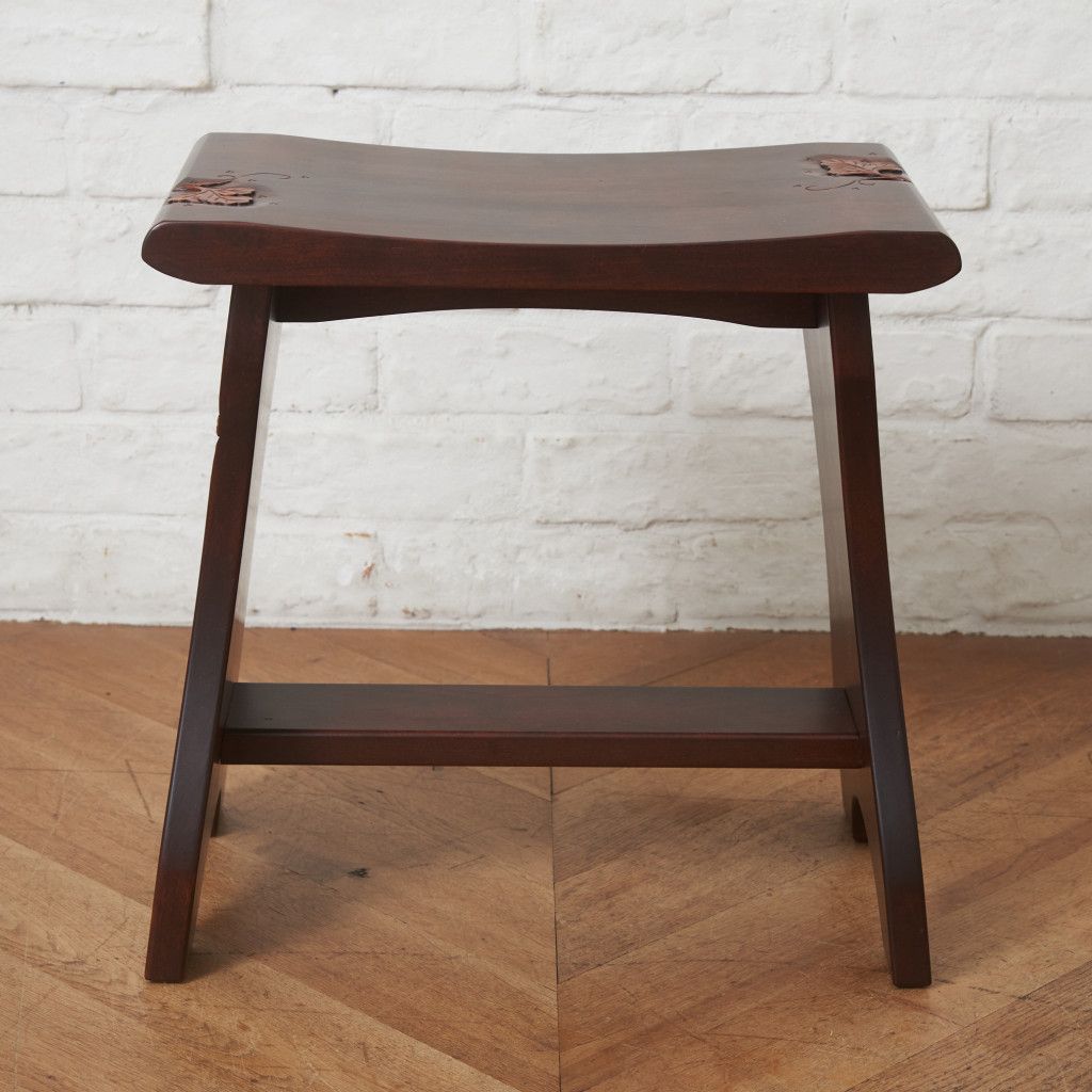 伝統工芸 軽井沢彫り スツール 葡萄 木彫刻 イス 腰掛け 椅子 チェア