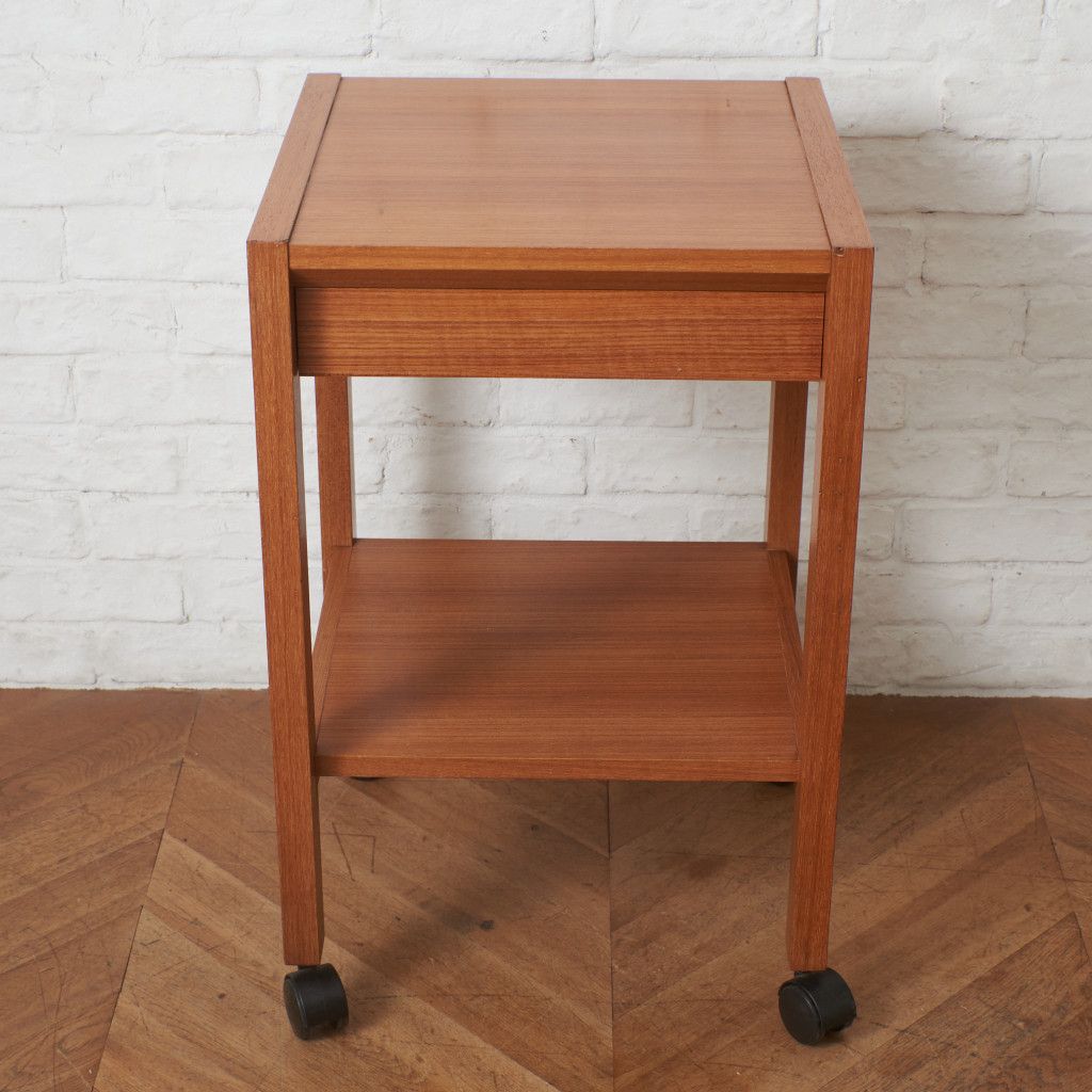 ジャパン ヴィンテージ サイドテーブル キャスター付き 木製 チーク
