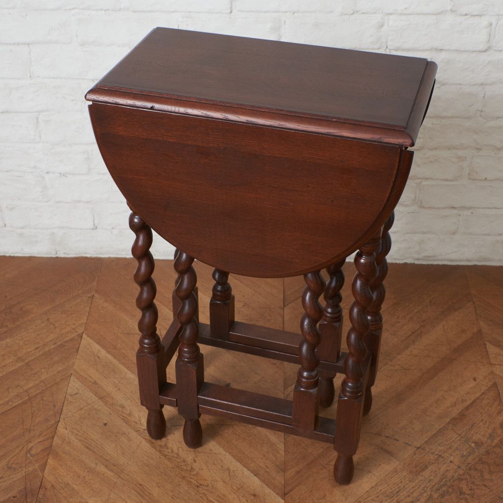 英国 アンティーク ゲートレッグテーブル 拡張 バーリーシュガー