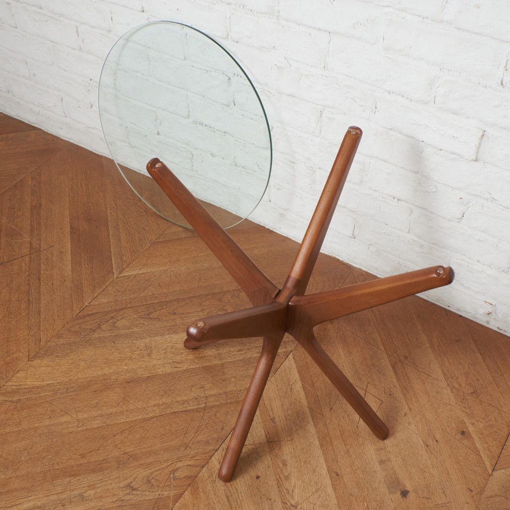 ACME Furniture トラッセル サイドテーブル ガラス 天板 タモ 木製