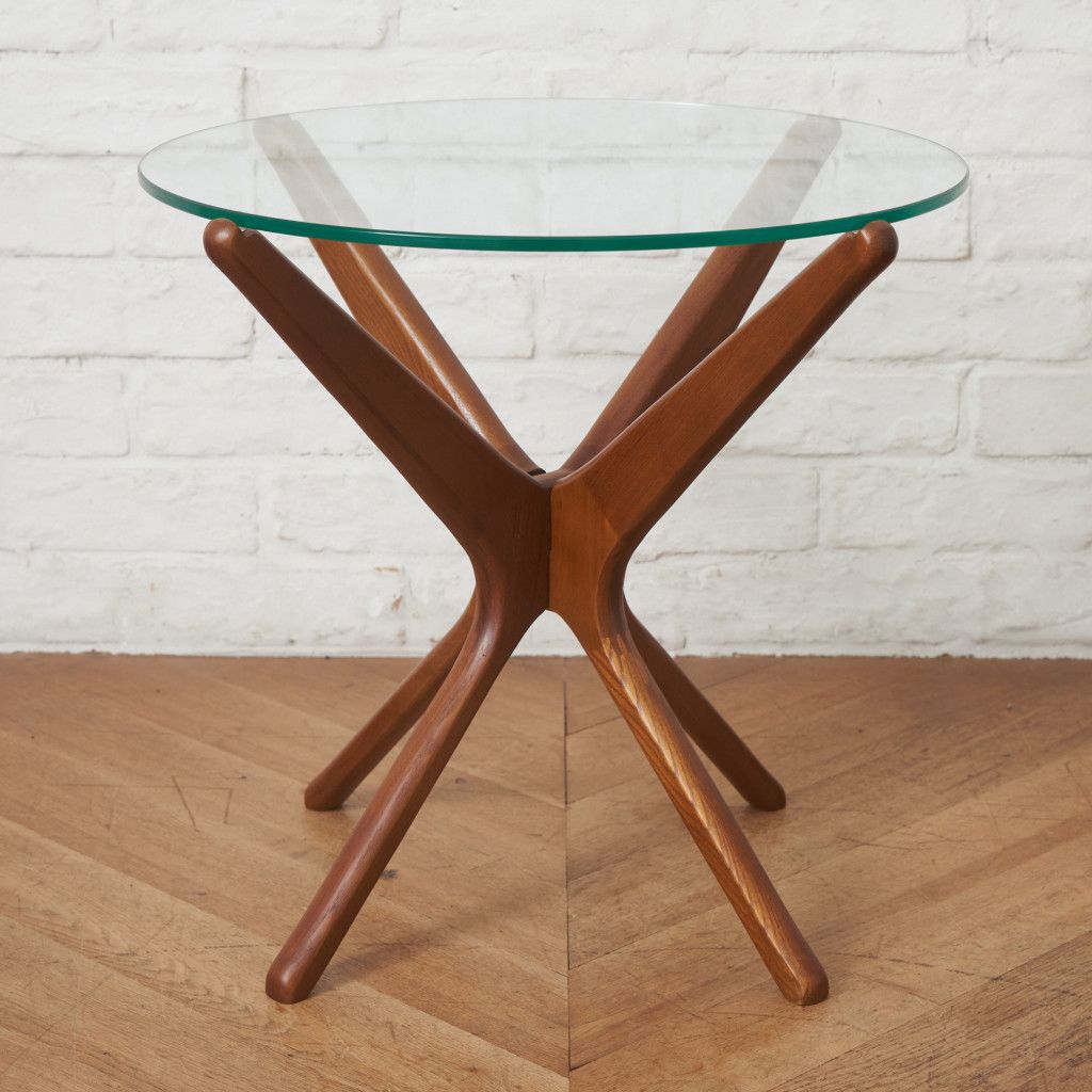 ACME Furniture トラッセル サイドテーブル ガラス 天板 タモ 木製