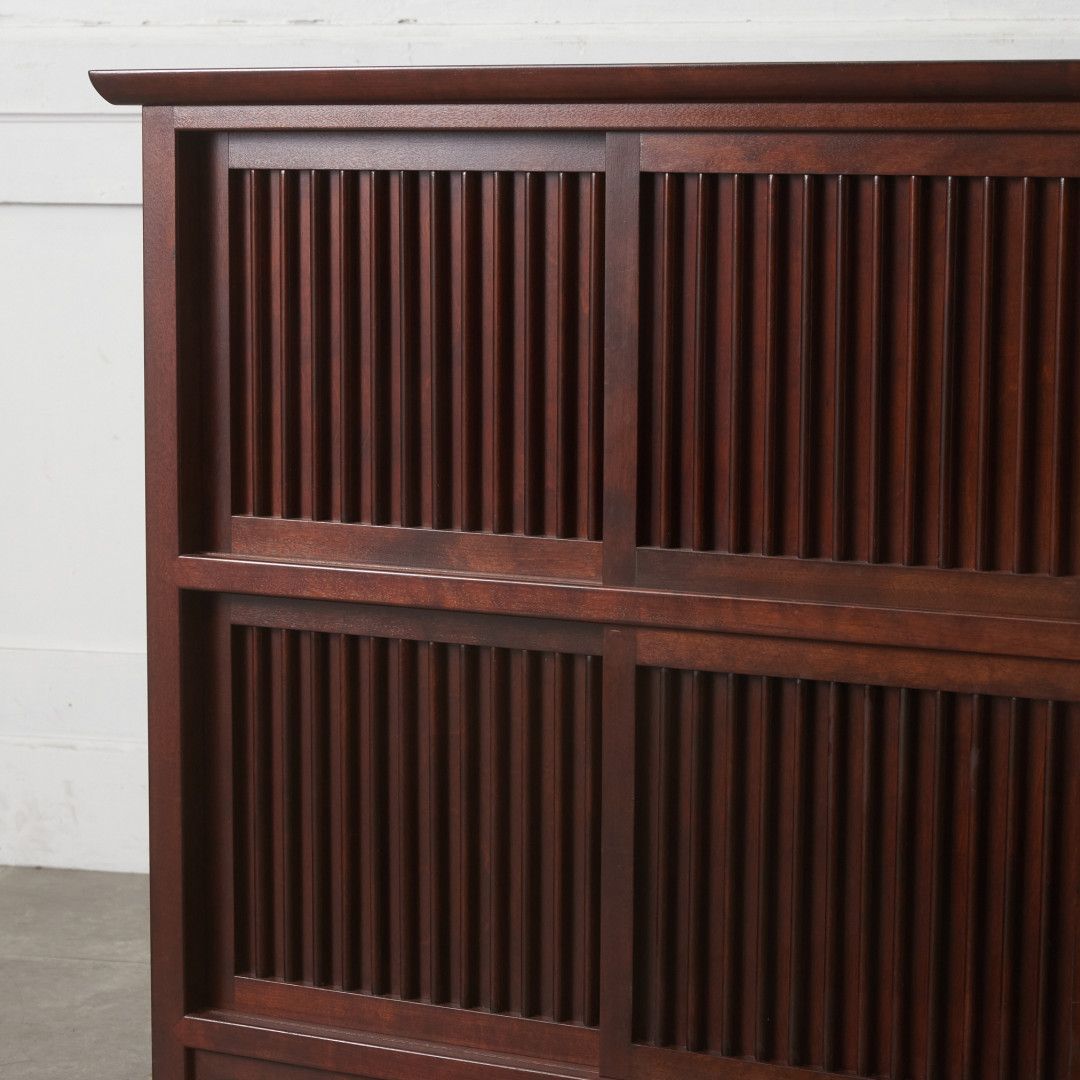 定36万 松本民芸家具 A型 舞良茶タンス ミズメ桜 無垢材 飾り棚 食器棚