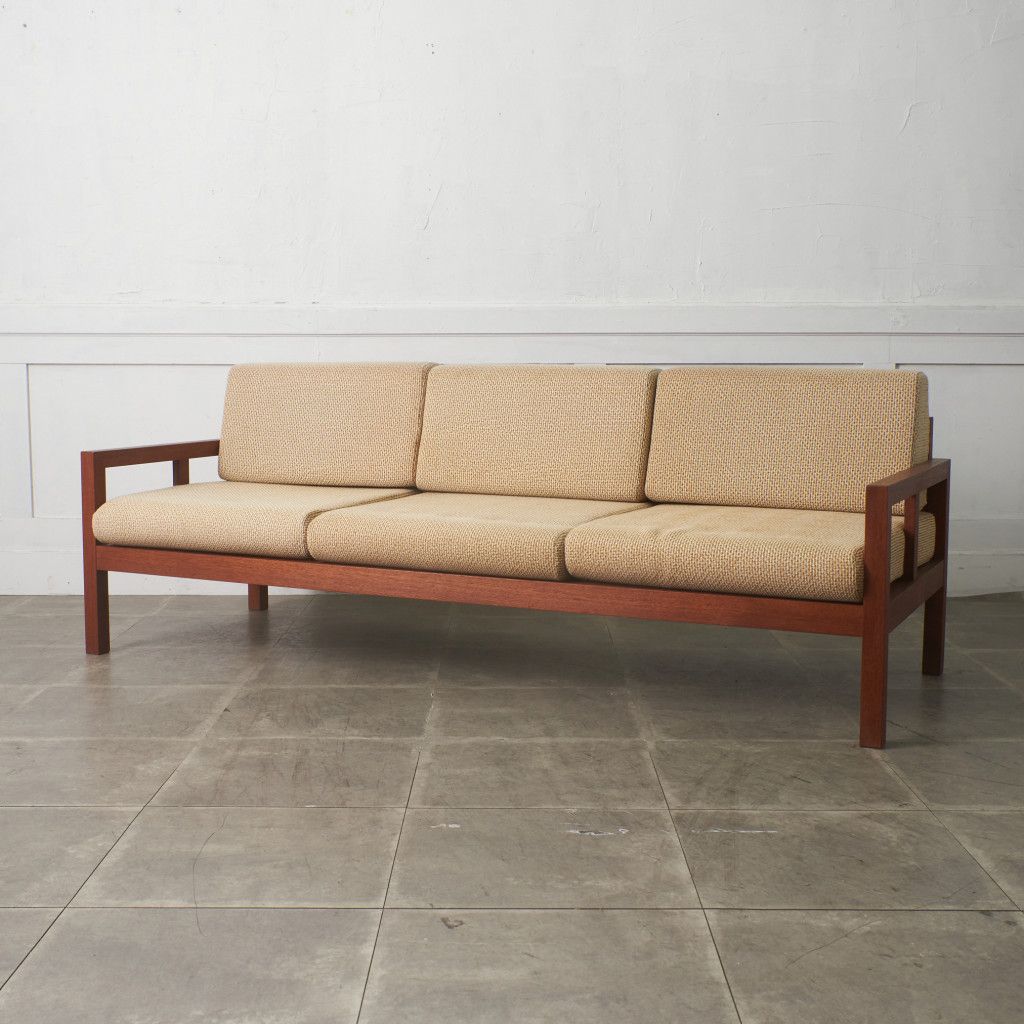 ソファー アンティーク 北欧 チーク ヴィンテージ 3人掛け ソファ 無垢材 チーク 木製 トリプルソファ 北欧