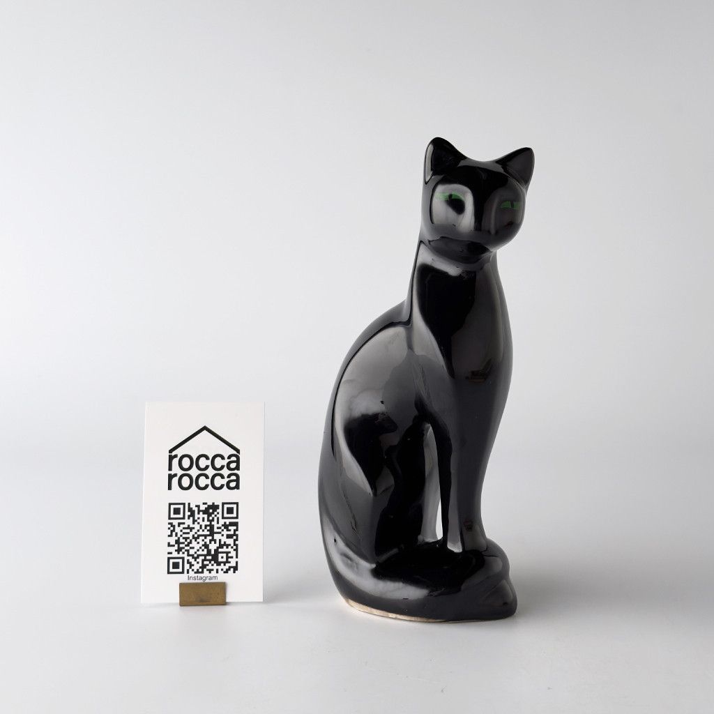 英国 ヴィンテージ 陶器 猫 オブジェ 黒猫 ブラックキャット フィギュ