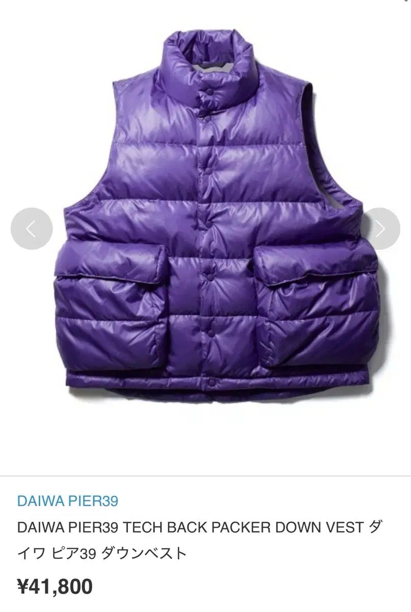 限定値下げ★DAIWA PIER39■テックバックパッカーダウンベスト　パープル ダイワピア39 テック バックパッカー ダウン ベスト パープル