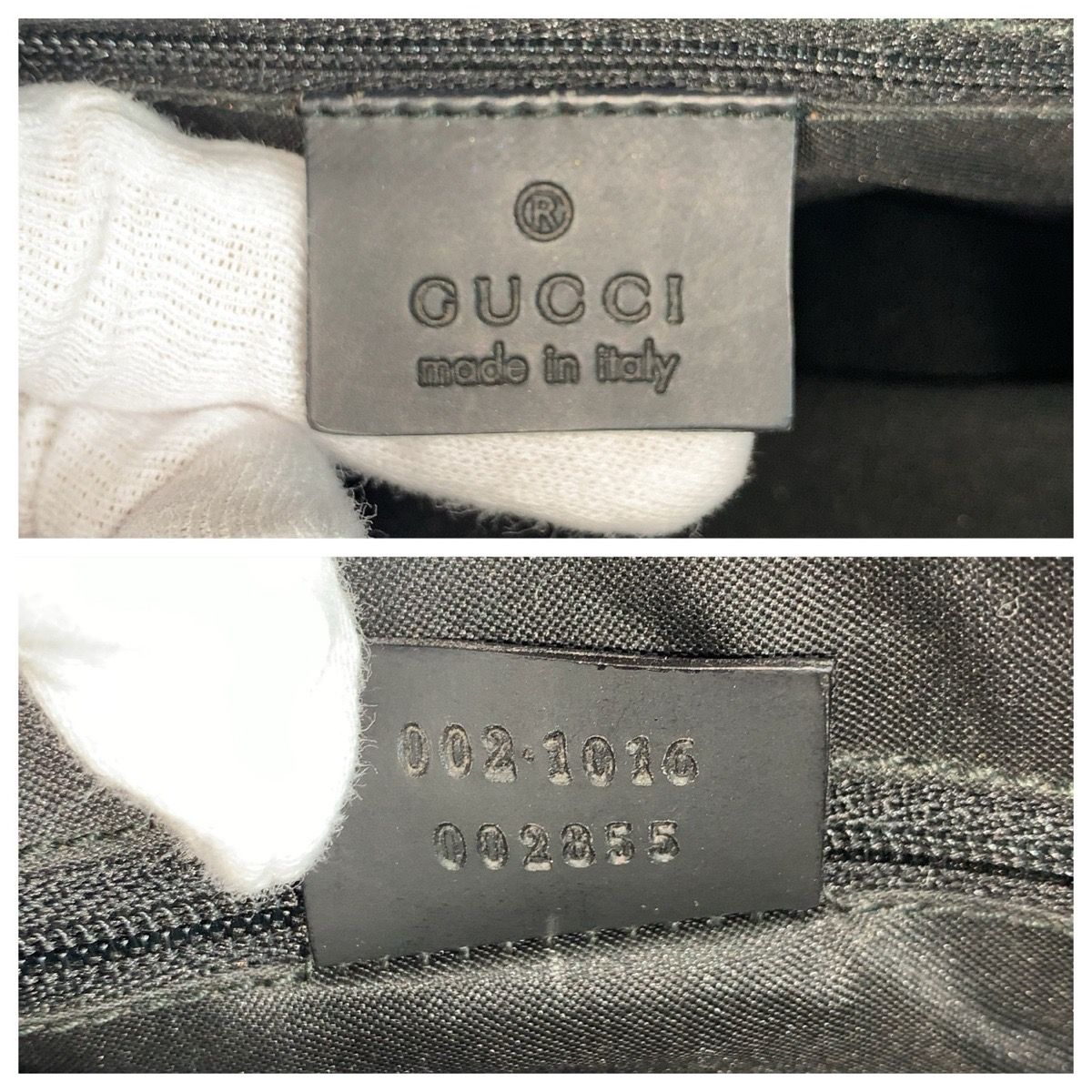 美品 GUCCI グッチ バンブー GG柄 ブラック 黒 ナイロン 002 1016