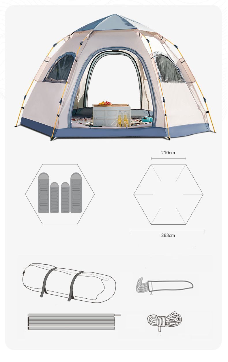 4人用テント 2つドア?四つ側窓設計