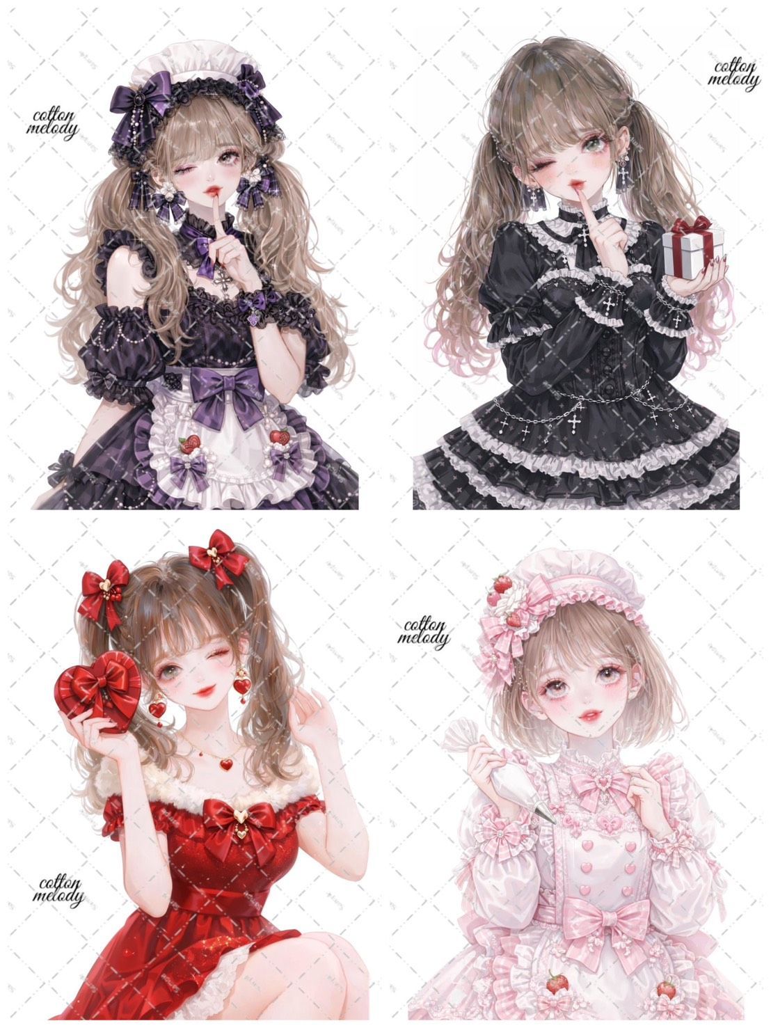 【新作先行】Valentine collection / compact set / 25種類各3枚 / cotton melody / 人物ステッカー /装飾ステッカー 【ノベルティ付】
