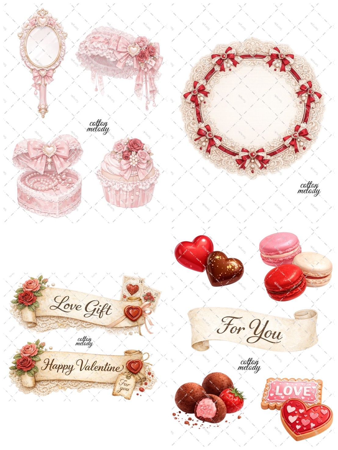 【新作先行】Valentine collection / compact set / 25種類各3枚 / cotton melody / 人物ステッカー /装飾ステッカー 【ノベルティ付】