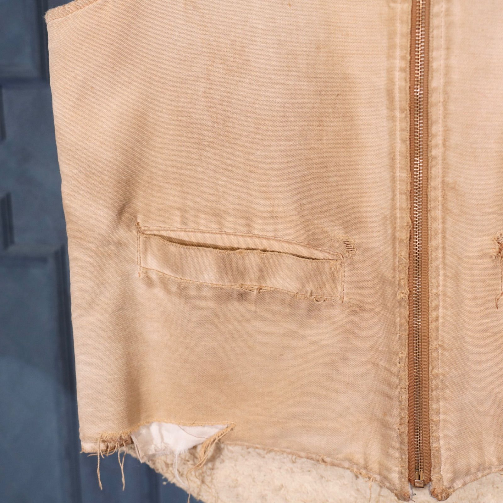 80's USA VINTAGE Carhartt BORO FADED DESIGN ZIP UP DUCK VEST/80
