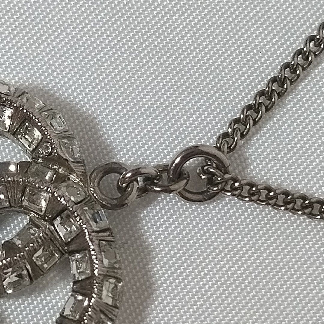 極美品 シャネル シルバー ココマーク ラインストーン ネックレス