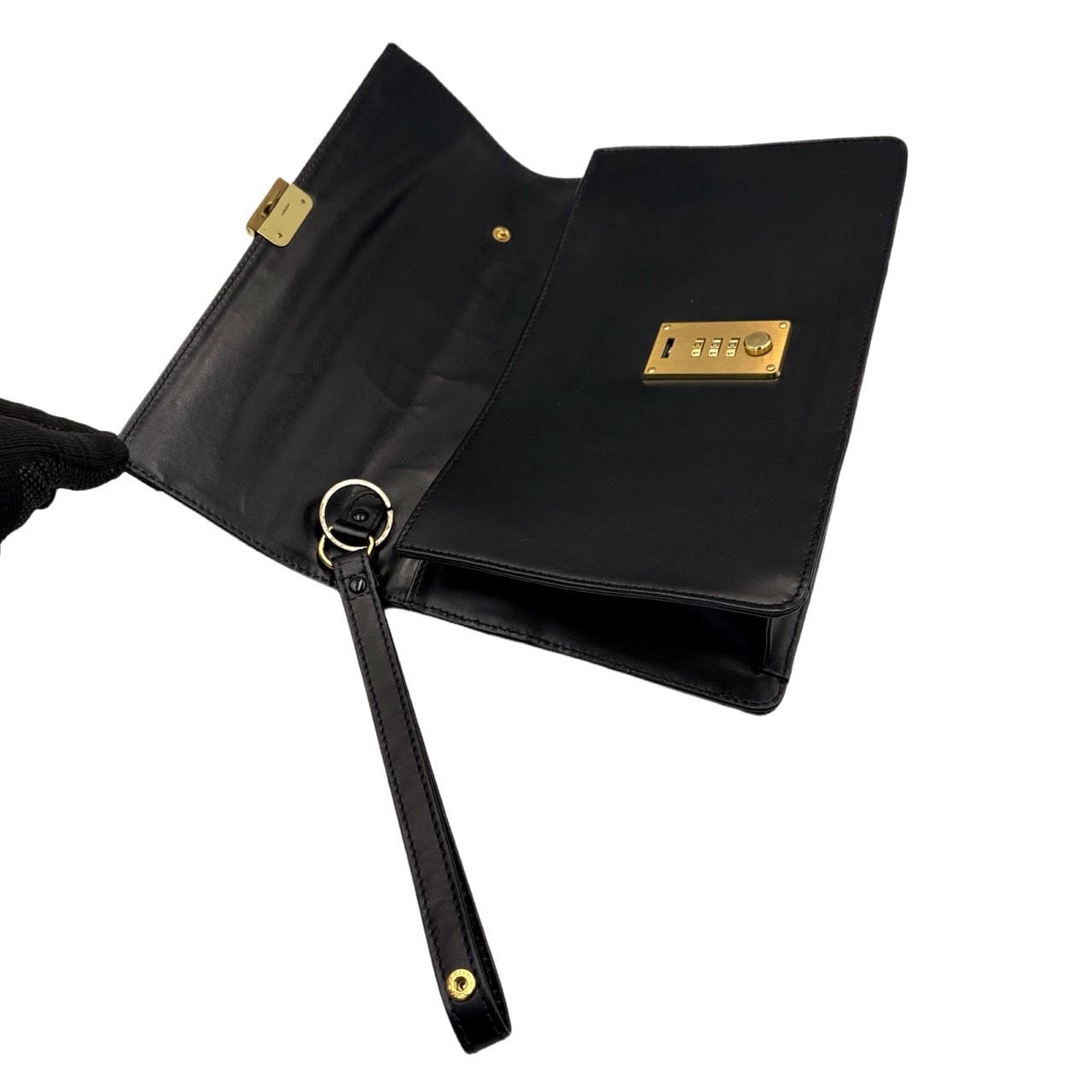 ✨極美品✨ダンヒル 大判クラッチバッグ 旧ロゴ 黒 レザー ビジネス 書類 美品✤訳あり【Dunhill／ダンヒル】クラッチバッグ／セカンドバッグ