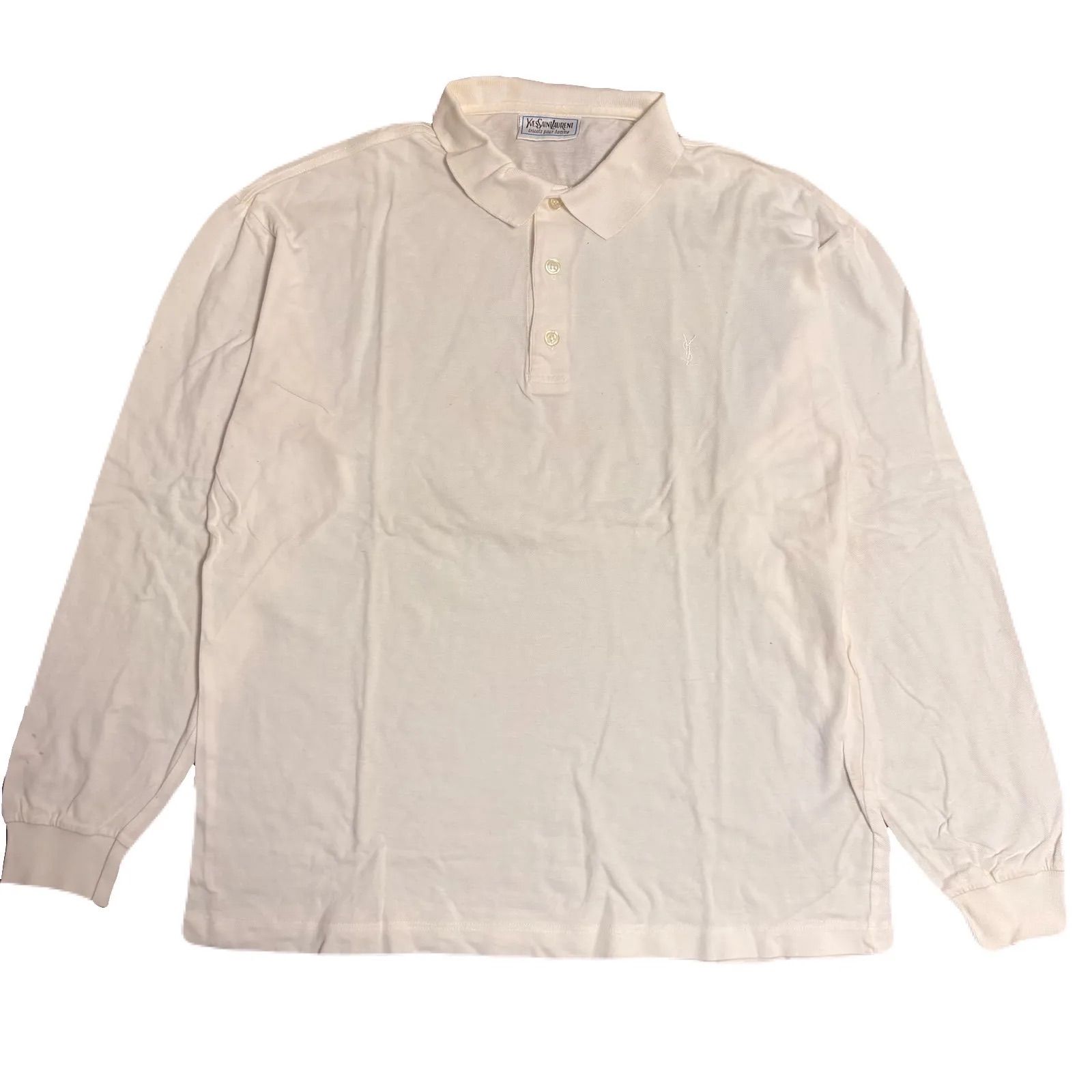 Yves Saint Laurent 長袖 ポロシャツ ロゴ 古着 ヴィンテージ Yves Saint Laurent 長袖 ポロシャツ ロゴ 古着 ヴィンテージ