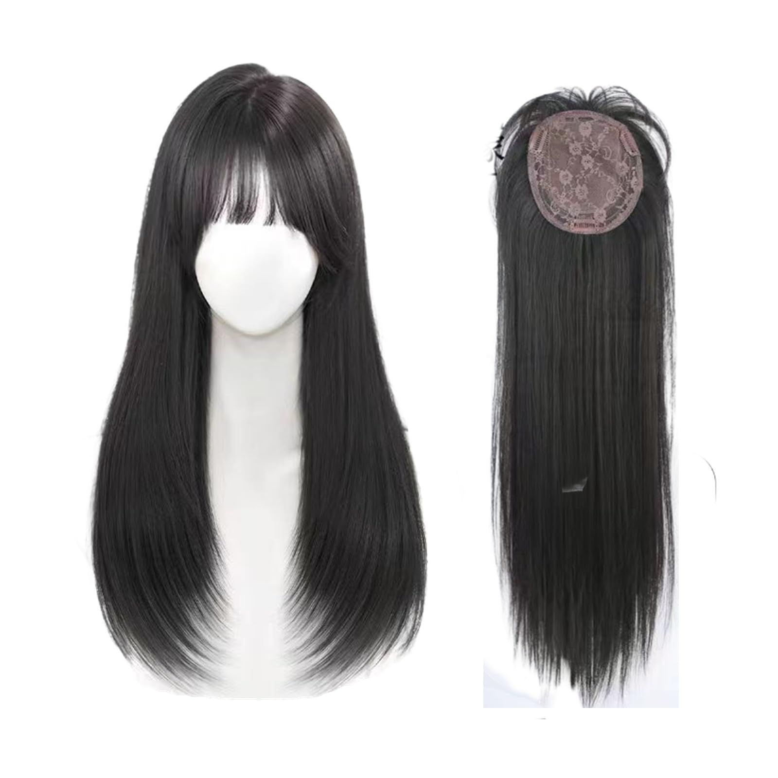 【特価商品】増毛 自然 薄毛 小顔 かつら かつら 円形脱毛症 コスプレ パートウィッグ ぱっつん ウィッグネット不要 通勤日常用 ウィッグ 前髪 ロング ヘアピース (黒茶) レディーズ部分かつら 分け目自由 3Dリアルヘアウィッグ