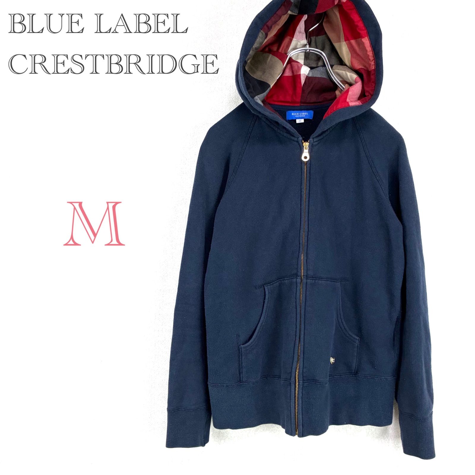ブルーレーベルクレストブリッジ 【M】ジップパーカー チェック 金ロゴ