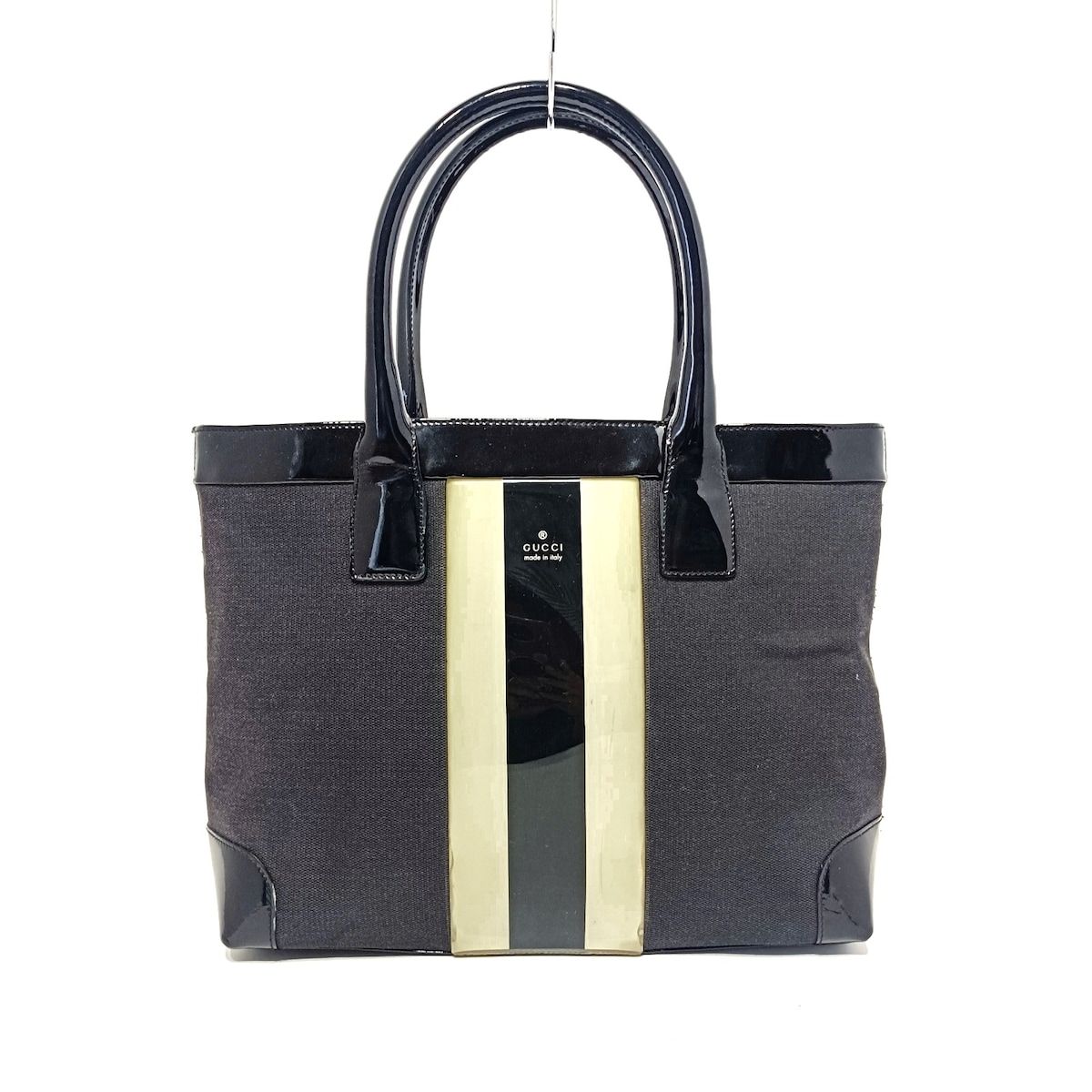 GUCCI(グッチ) ハンドバッグ - 0021119 黒×アイボリー レザー - メルカリ 