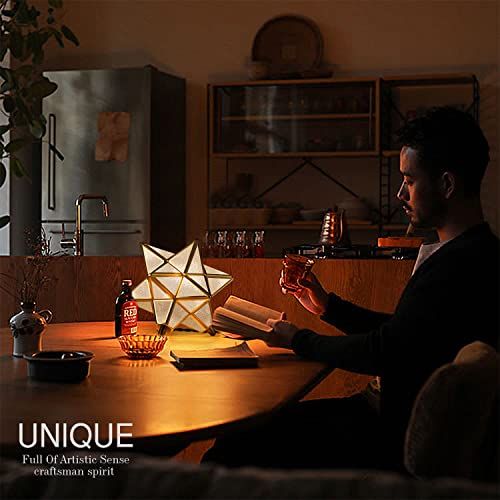 Cerdeco 幻想的に広がる星のシルエット テーブルライト スタンド照明 デスクライト 真鍮＆ガラス 雰囲気たっぷりな影 インテリア照明 間接照明 スタンドライト ベッドサイドランプ 手軽に贅沢 星形 すりガラス TBL 43 p 77 f 183 4