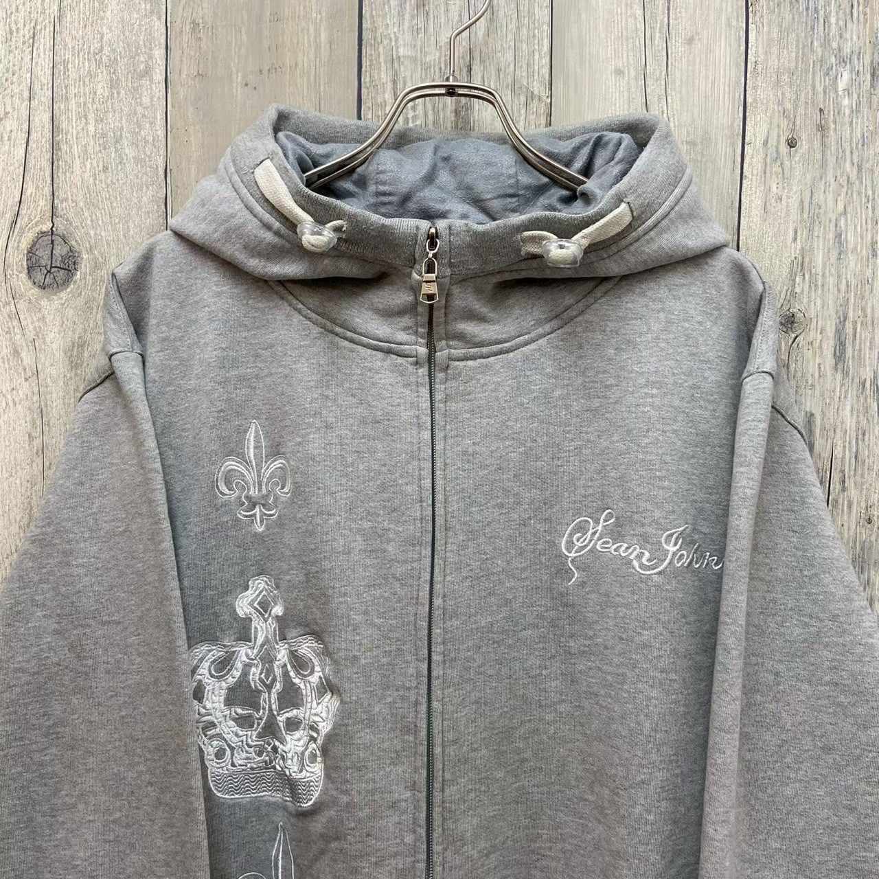 SEAN JOHN ショーンジョン 肉厚 厚地 裏起毛 グレー フルジップ