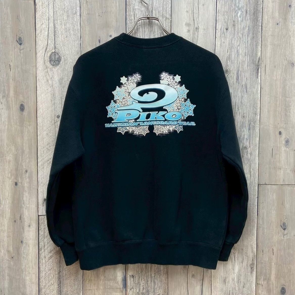 OLD PIKO 00s ピコ y2k ブラック 両面 ラメプリント 裏起毛 肉厚 厚地