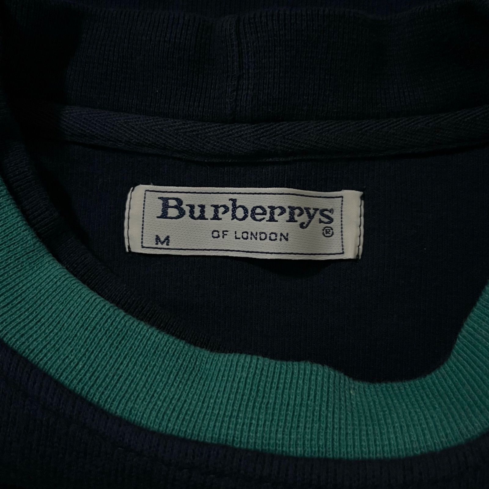 OLD Burberrys 90s バーバリーズ ネイビー ゴルフ 刺繍 リンガーネック 