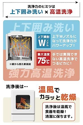  THANKO 工事不要でシンク横に置けるタンク式食洗機 ラクアmini Plus ホワイト TK- ラクア 食器洗い乾燥機 一人用 二人用p その他 キッチン 食器