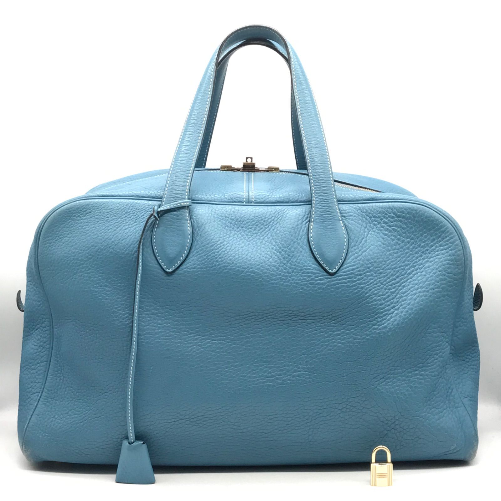 エルメス ヴィクトリア 43 トリヨンクレマンス ボストンバッグ ブルー