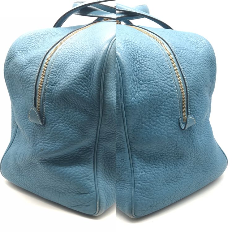 エルメス ヴィクトリア 43 トリヨンクレマンス ボストンバッグ ブルー