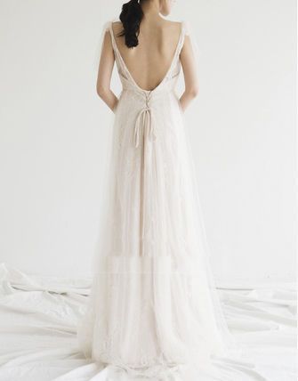  ウェディングドレス キャミソール レース 肩リボン 背中あき その他 文房具 事務用品