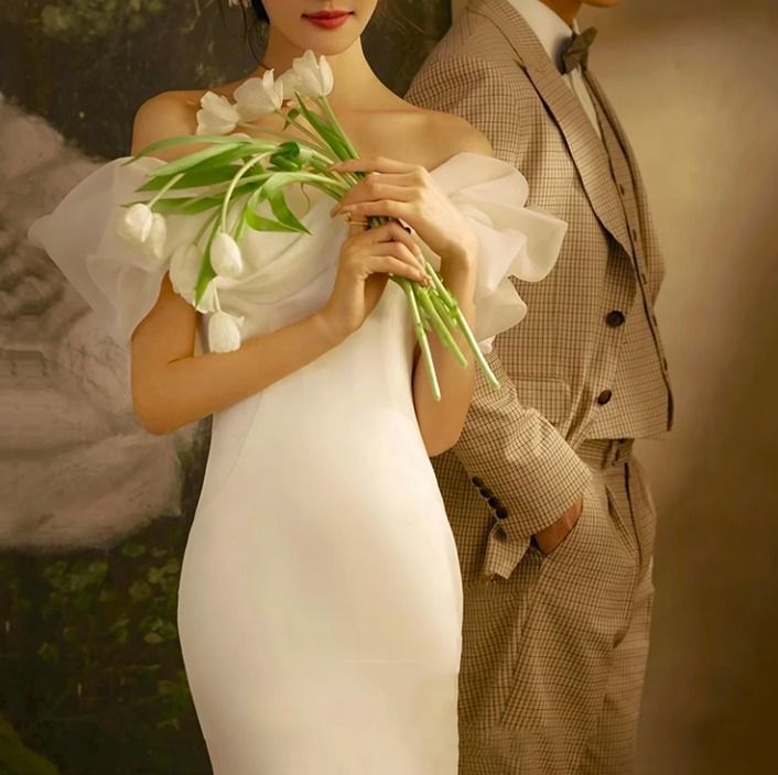  マーメイド ウェディングドレス フリル ロング エレガント 韓国 その他 文房具 事務用品