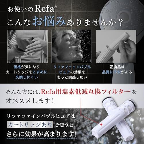 迅速に発送 リファファインバブルピュア対応のカートリッジ シャワーヘッド用浄水カートリッジ MTG対応カートリッジ 塩素除去 節水 高水圧 マイクロナノバブル対応 3本セット 7806 ff 2 c