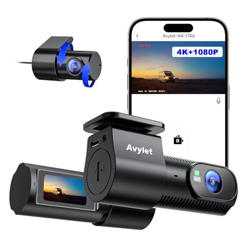Avylet ドライブレコーダー 前後カメラ 4 Kフロント 1080 Pリア WiFi付き スマホ連携 外付けGPSモジュール対応 自動常時録画 Ｇセンサー 衝撃録画 24時間駐車監視 暗視機能 WDR画像補正 170°超広角 小型 ドラレコ e 2292 d 7