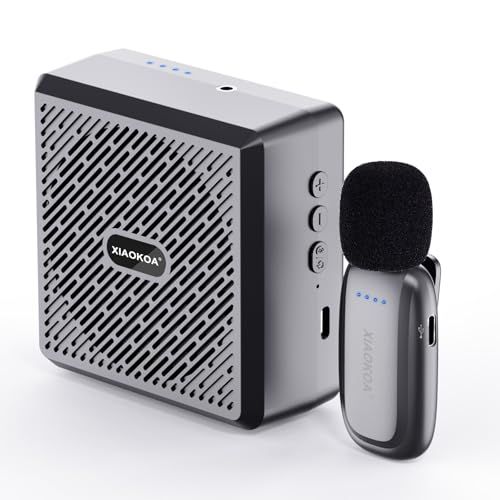 XIAOKOA 拡声器 ワイヤレス拡声器 ポータブル拡声器 15 W 無線拡声器 ワイヤレススピーカー 2 4 G ピンマイク付き ブルートゥーススピーカー 大音量 50 m遠距離伝送 小型 軽量 有線 無線マイク適用 音楽再生 拡声 ハウリング低 cb cabdf