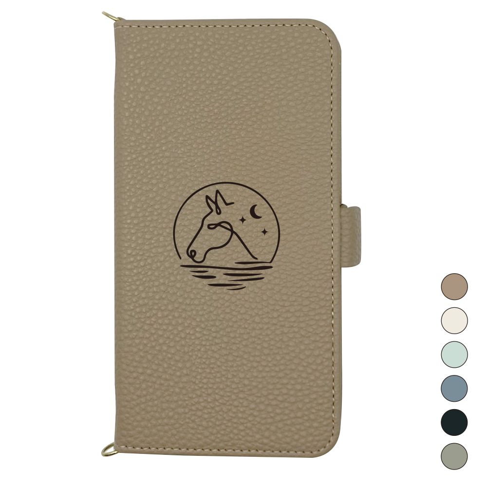 ZTE かんたんスマホ4 A402ZT ケース 手帳型 うま 馬 ストラップ付