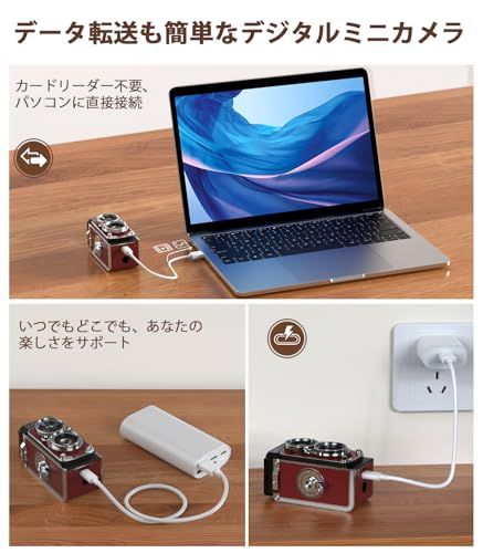  CHUZHAO ミニレトロカメラ 1080 Pミニレトロデジタルトイカメラ1.54インチ画面 軽量 携帯 デジタル TLR 12 MPオートフォーカス 二眼レフカメラ 16 GB SDカード付き Type-C充電 初心者 子供 ティーンエイジャー a 76 c 1458 その他 キッチン 食器