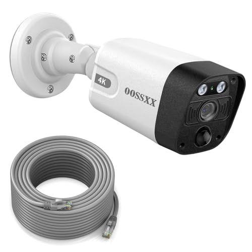 800万画素 双方向通話 130°超広角 OOSSXX 防犯カメラ poe 有線 屋内屋外対応 監視カメラ 弾丸屋外カメラ セキュリティカメラシステム 増設 poe給電 m
