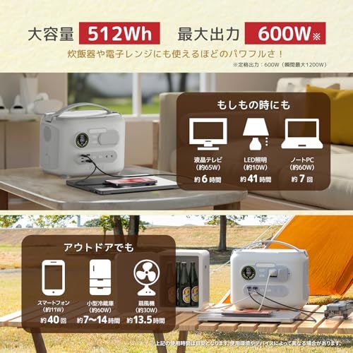  ポータブル電源 えみふる ブルー リン酸鉄リチウムイオン電池使用 容量 512 Wh 定格600 W 重量 約6 kg emi-pb 500-blue m 家族用防災セット 発電機 ポータブル電源 防災関連グッズ