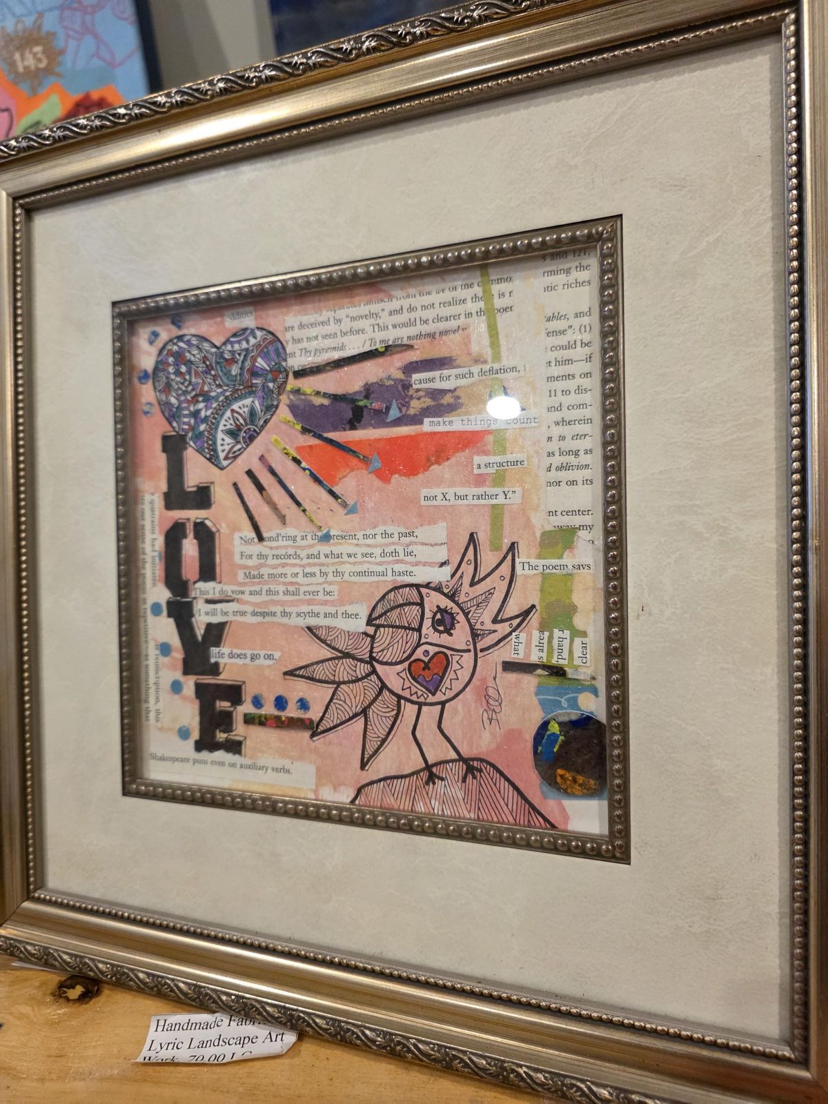 美徳の鳥コラージュ、混合技法絵画、ボヘミアン風額装アート（14x14