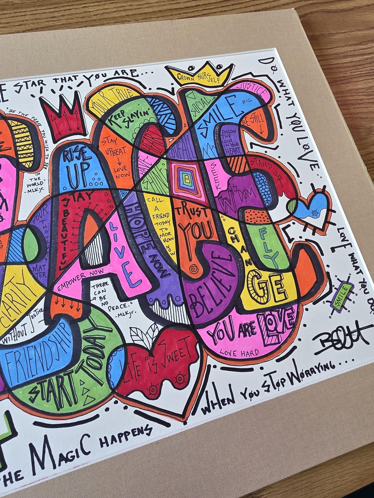 抽象的ミクストメディア・イラストレーション「私たちが求める平和