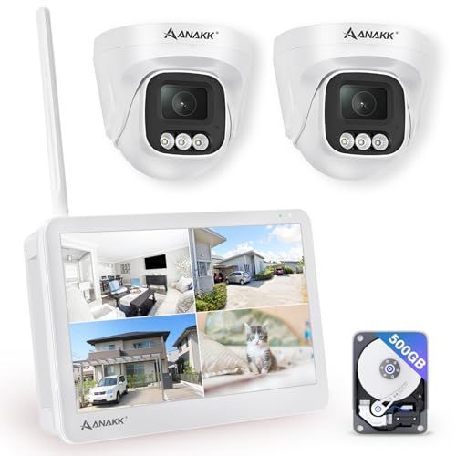 防犯カメラ 屋外 800万画素対応 2台 130°広角撮影 IP 67防水 wifi ドーム型 監視カメラ AI人感センサー 投光威嚇 室内防犯カメラ ワイヤレスカメラセット 動体検知 24時間録画機能 HDD内蔵 双方向音声通話 スマ c 886004 b