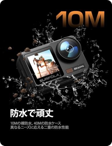 アクションカメラ 4 K 60 FPS 水中カメラ 本機防水カメラ10 M WiFi搭載 手ブレ補正 ウェアラブルカメラ 外部マイク付き デュアルカラースクリーンアクションカム 2 x 1350 mAh バッテリーおよび充電器付き SF 630 42 cdd 5 d 8