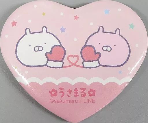 中古】バッジ・ピンズ ピンク 「うさまる トレーディングハート型缶