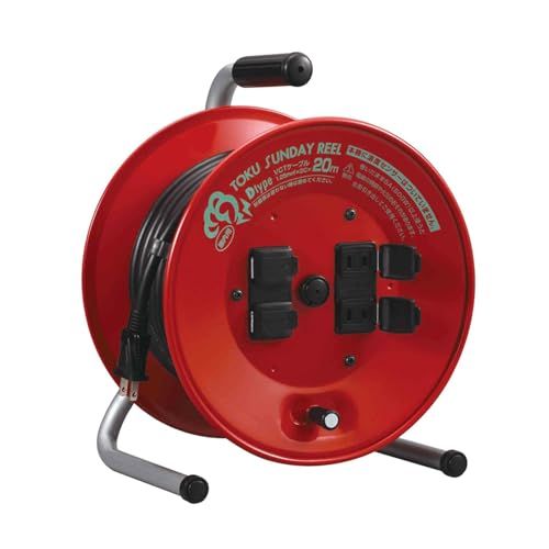 ハタヤ HATAYA コードリール 屋内用 100 V型 コード20 m 太さ1 25? 標準型 コンセント コンセント防塵扉 家庭用 工場用 建設現場 トクサンデーリール レッド D 20