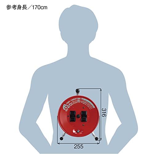 ハタヤ HATAYA コードリール 屋内用 100 V型 コード20 m 太さ1 25? 標準型 コンセント コンセント防塵扉 家庭用 工場用 建設現場 トクサンデーリール レッド D 20