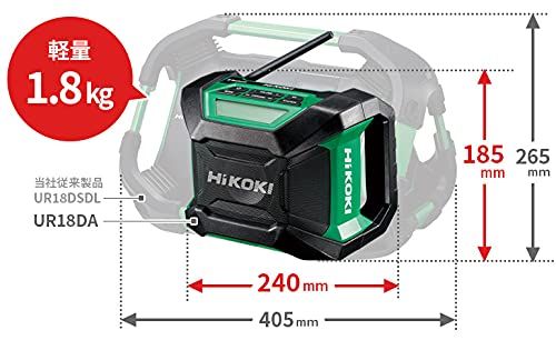 HiKOKI ハイコーキ 14.4 V 18 V共用 コードレスラジオ 小型軽量タイプ Bluetooth機能搭載 AC 100 V使用可 蓄電池 充電器 UR DA NN m