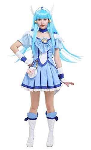 Miccostumes 女性 アニメ コスチューム 学生 魔女 コスプレ 衣装 フルセット ブルー トップス スカート 髪飾り かわいい…po 6 a 59 192